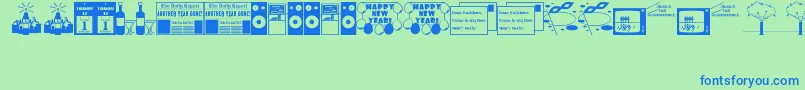 NewYearsDingsJl Font – Blue Fonts on Green Background