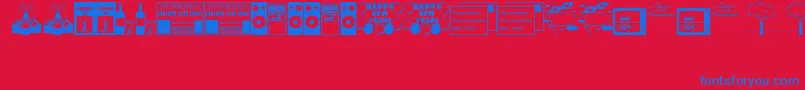 Czcionka NewYearsDingsJl – niebieskie czcionki na czerwonym tle