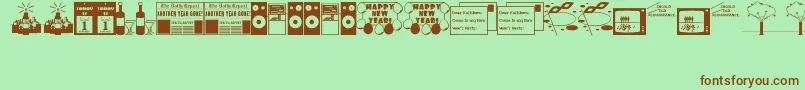 NewYearsDingsJl Font – Brown Fonts on Green Background