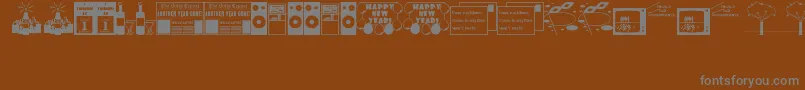 NewYearsDingsJl Font – Gray Fonts on Brown Background