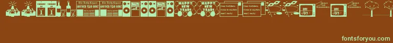 NewYearsDingsJl Font – Green Fonts on Brown Background