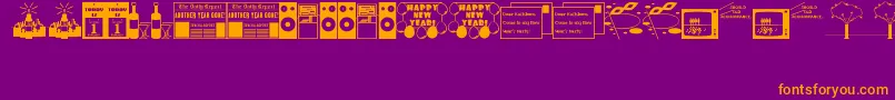 NewYearsDingsJl-Schriftart – Orangefarbene Schriften auf violettem Hintergrund