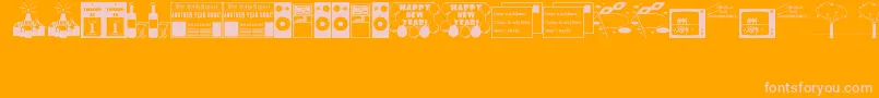 NewYearsDingsJl-Schriftart – Rosa Schriften auf orangefarbenem Hintergrund