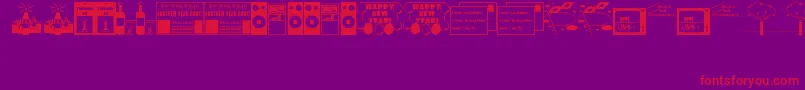 NewYearsDingsJl-Schriftart – Rote Schriften auf violettem Hintergrund