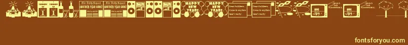 NewYearsDingsJl Font – Yellow Fonts on Brown Background