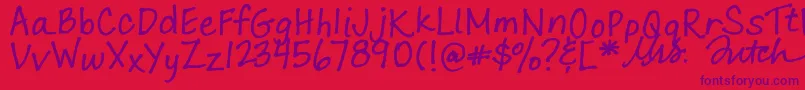 LaraPrints Font – Purple Fonts on Red Background