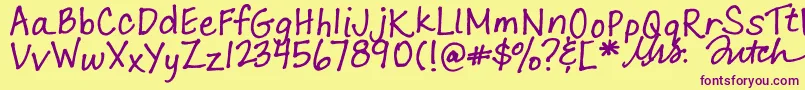 LaraPrints Font – Purple Fonts on Yellow Background