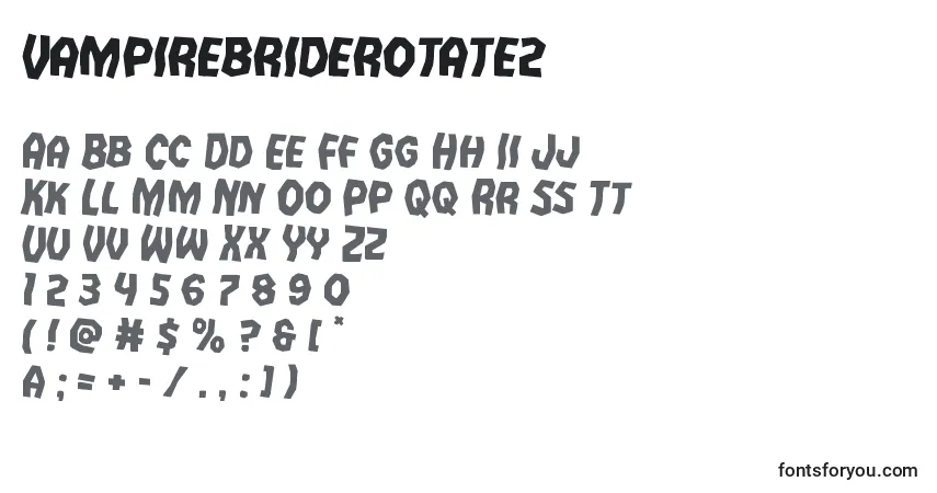 Czcionka Vampirebriderotate2 – alfabet, cyfry, specjalne znaki