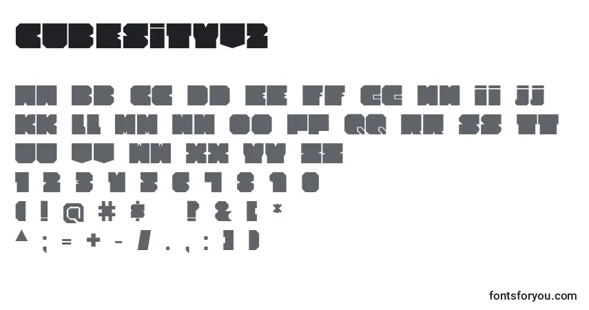 A fonte CubesityV2 – alfabeto, números, caracteres especiais