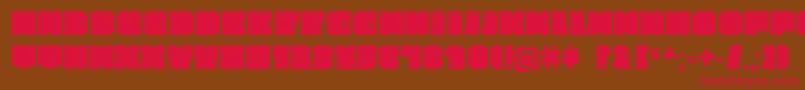 フォントCubesityV2 – 赤い文字が茶色の背景にあります。