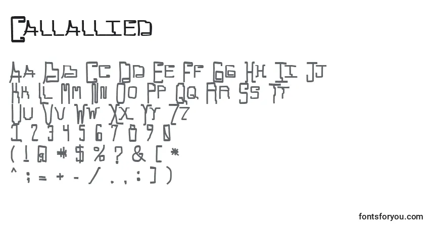 Schriftart Callallied – Alphabet, Zahlen, spezielle Symbole
