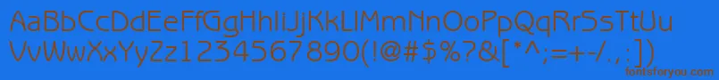 Weitere Informationen zur ExpressDecoGothiclightSsiBook-Schriftart ExpressDecoGothiclightSsiBook-Schriftart – Braune Schriften auf blauem Hintergrund