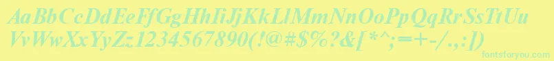 TensecBolditalic Font – Green Fonts on Yellow Background