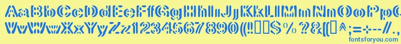 フォントLinotypeElement – 青い文字が黄色の背景にあります。