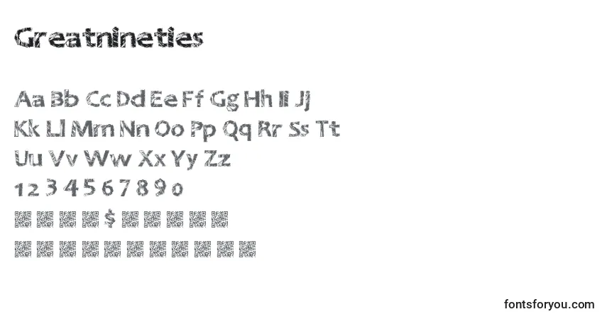 Czcionka Greatnineties – alfabet, cyfry, specjalne znaki