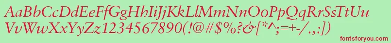 フォントSavoyItalic – 赤い文字の緑の背景