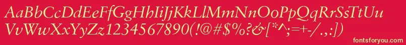SavoyItalic-fontti – keltaiset fontit punaisella taustalla
