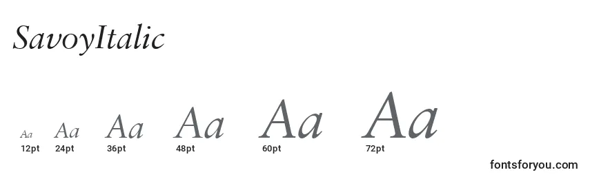 SavoyItalic Font Sizes