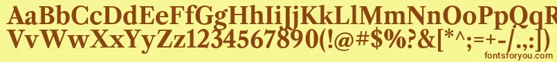 フォントLibrecaslontextBold – 茶色の文字が黄色の背景にあります。