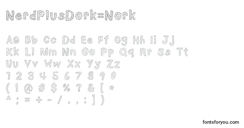 Schriftart NerdPlusDork=Nork – Alphabet, Zahlen, spezielle Symbole