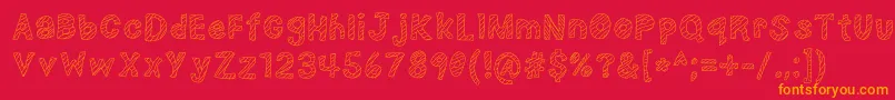 NerdPlusDork=Nork-Schriftart – Orangefarbene Schriften auf rotem Hintergrund