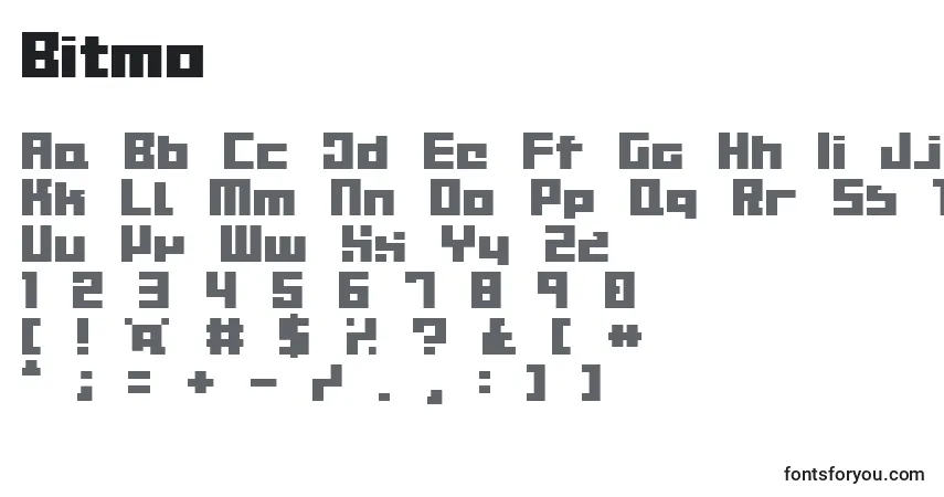 Schriftart Bitmo – Alphabet, Zahlen, spezielle Symbole