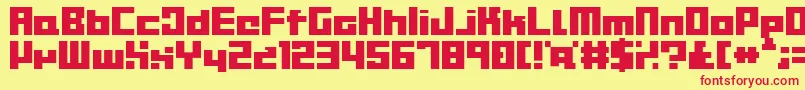 Bitmo-Schriftart – Rote Schriften auf gelbem Hintergrund