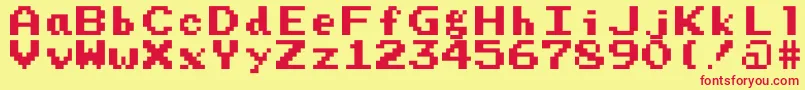 Czcionka Prstart – czerwone czcionki na żółtym tle