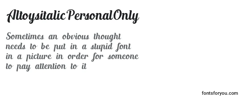 Review of the AltoysitalicPersonalOnly (110480) Font