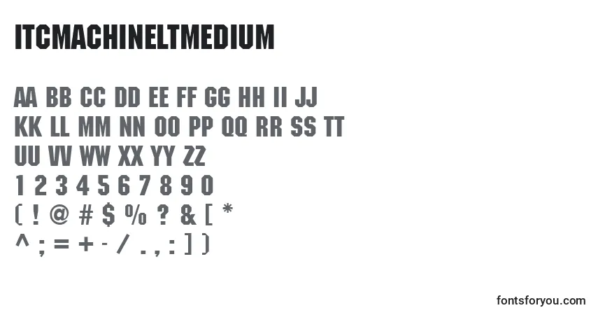 Czcionka ItcMachineLtMedium – alfabet, cyfry, specjalne znaki