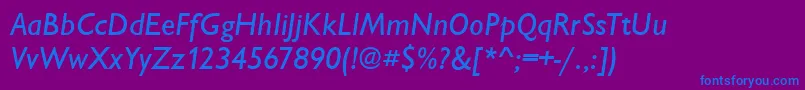 フォントChantillyMediumItalic – 紫色の背景に青い文字