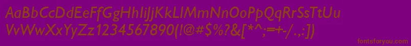 フォントChantillyMediumItalic – 紫色の背景に茶色のフォント