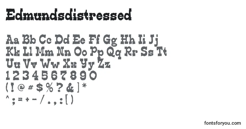 Schriftart Edmundsdistressed – Alphabet, Zahlen, spezielle Symbole