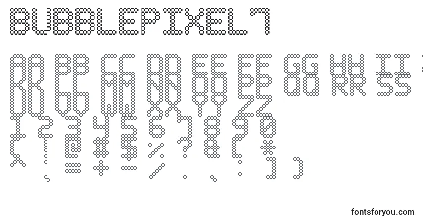 Czcionka BubblePixel7 – alfabet, cyfry, specjalne znaki