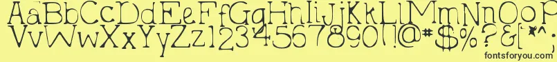 DjbHollyTyped2Much Font – Black Fonts on Yellow Background