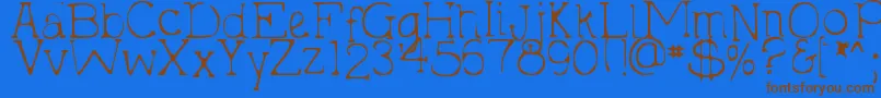 DjbHollyTyped2Much Font – Brown Fonts on Blue Background