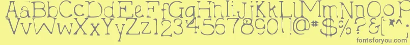 フォントDjbHollyTyped2Much – 黄色の背景に灰色の文字