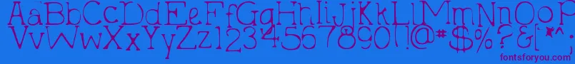 DjbHollyTyped2Much Font – Purple Fonts on Blue Background