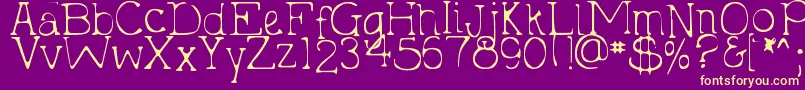 DjbHollyTyped2Much Font – Yellow Fonts on Purple Background