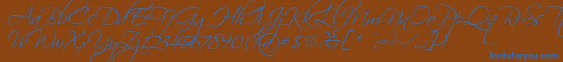 Шрифт Scriptina – синие шрифты на коричневом фоне