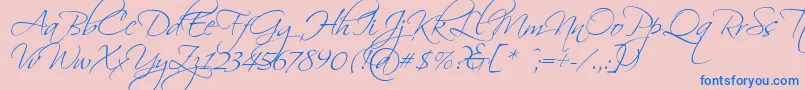 Scriptina-Schriftart – Blaue Schriften auf rosa Hintergrund