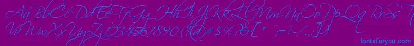 Scriptina Font – Blue Fonts on Purple Background