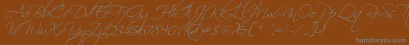 Weitere Informationen zur Scriptina-Schriftart Scriptina-Schriftart – Graue Schriften auf braunem Hintergrund