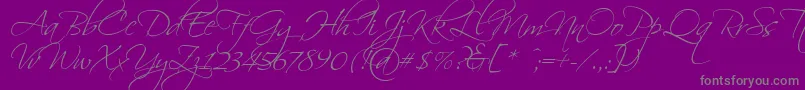 Scriptina Font – Gray Fonts on Purple Background