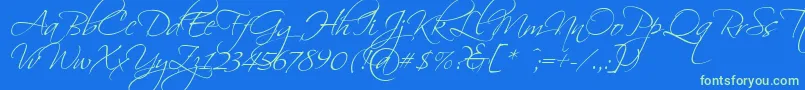 Scriptina Font – Green Fonts on Blue Background