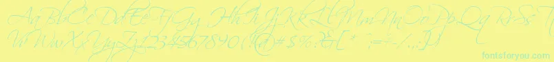 フォントScriptina – 黄色い背景に緑の文字