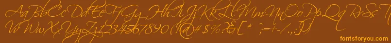 Scriptina Font – Orange Fonts on Brown Background