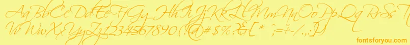 Scriptina Font – Orange Fonts on Yellow Background