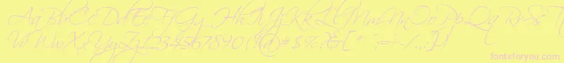フォントScriptina – ピンクのフォント、黄色の背景