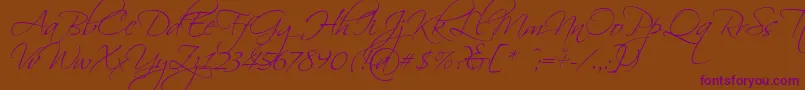 Scriptina-Schriftart – Violette Schriften auf braunem Hintergrund